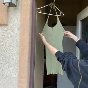 Olive Green Halter Mini Dress